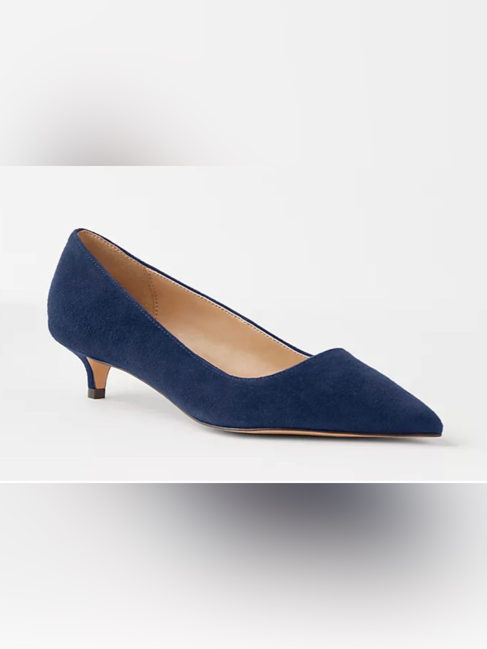NEW ANN TAYLOR NAVY BLUE SUEDE LEATHER POINTY TOE KITTEN HEELS PUMPS SHOES 5
